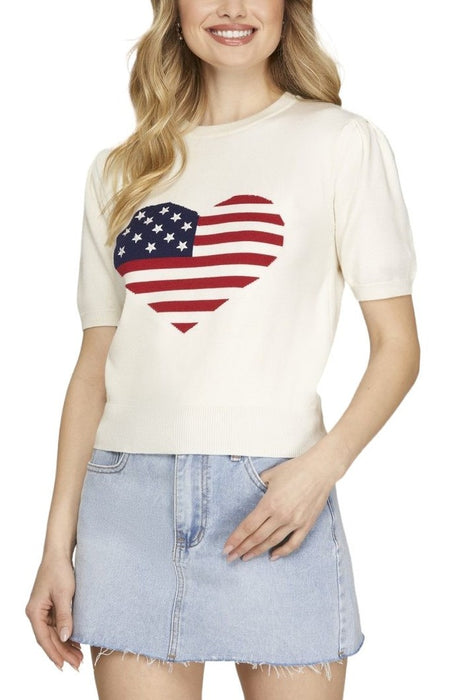Heart American Flag Sweater