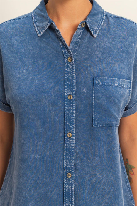 Button Down Short Sleeve Top