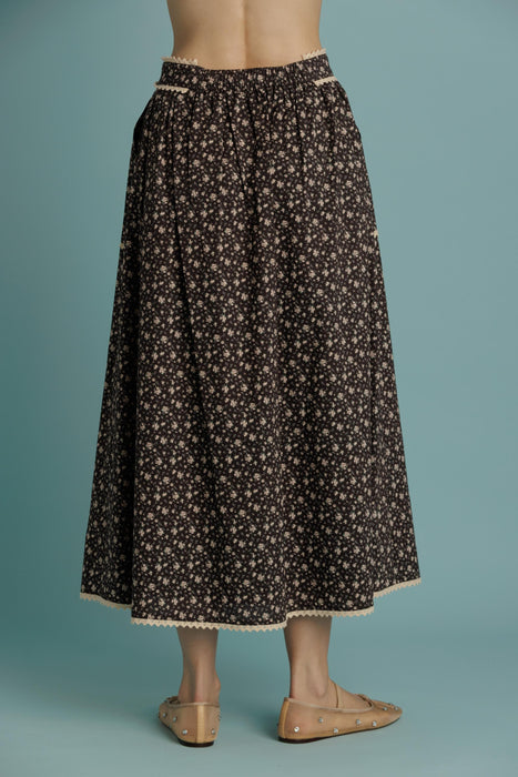 Crochet Trim Floral Skirt/Shirt Set