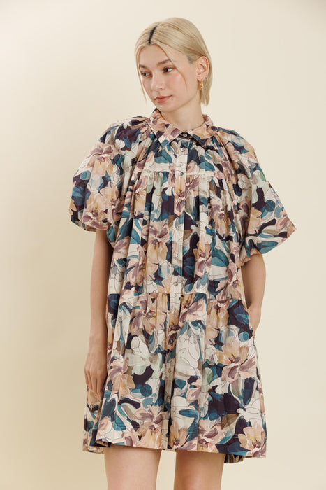 Floral Puff Sleeve Mini Dress