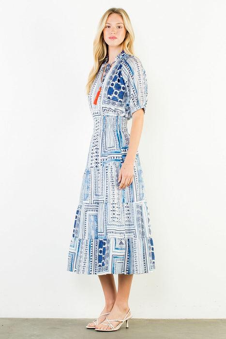 French Print Midi Dress