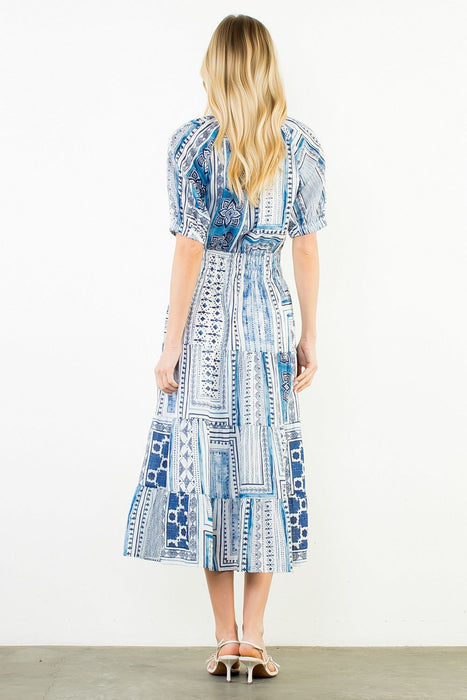 French Print Midi Dress