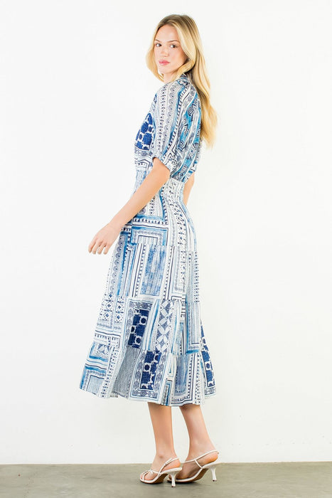 French Print Midi Dress
