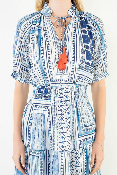 French Print Midi Dress