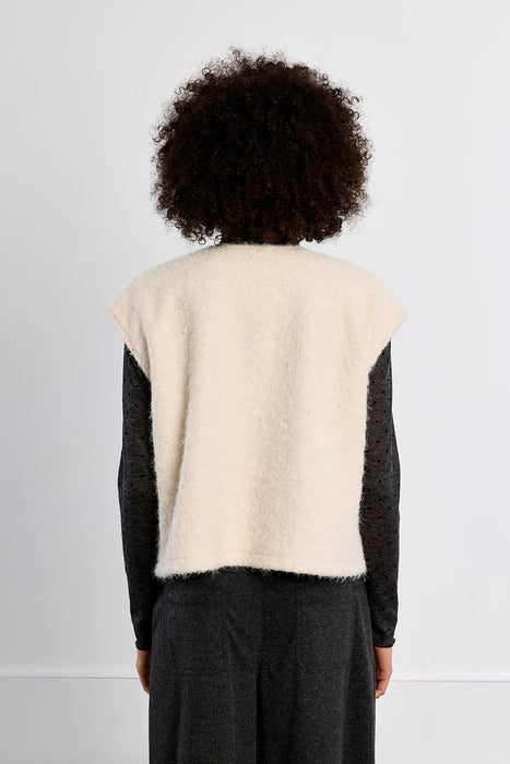 Fuzzy Button Down Sleeveless Jacket