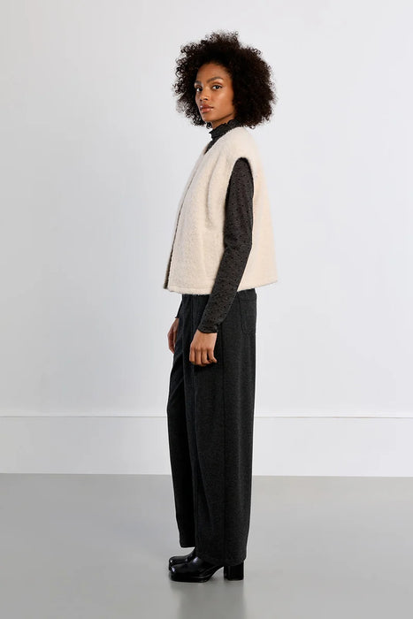 Fuzzy Button Down Sleeveless Jacket