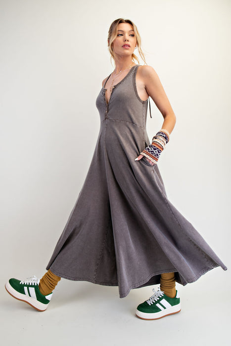 Sleeveless Button Down Wide Leg Jumpsuit