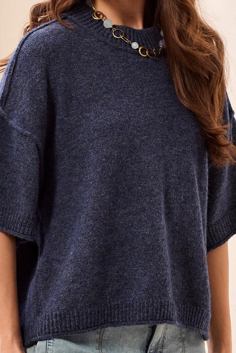 Short Sleeve Crew Neck Sweater