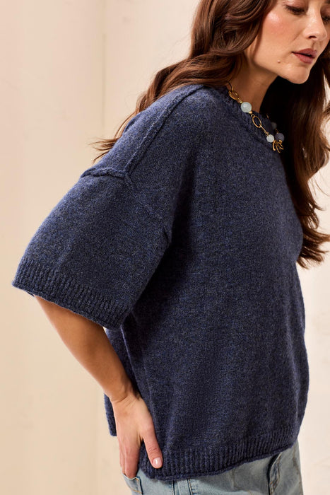 Short Sleeve Crew Neck Sweater