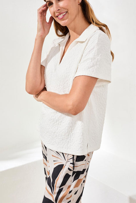 Short Sleeve Johnny Collar Top