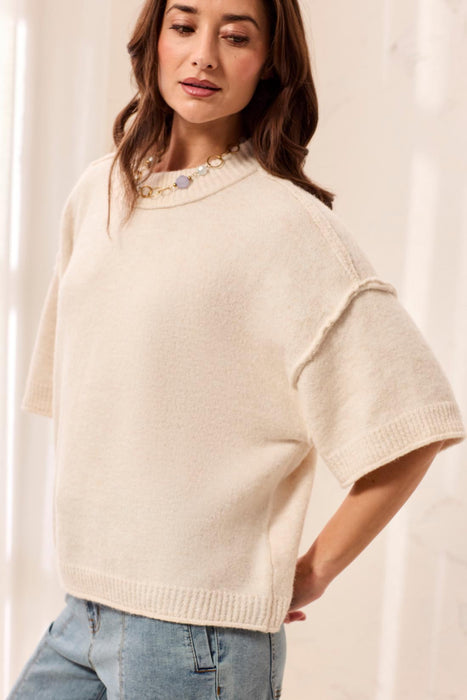 Short Sleeve Crew Neck Sweater