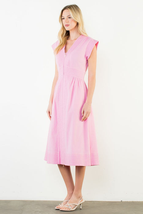 Short Sleeve Zipper Up Dress