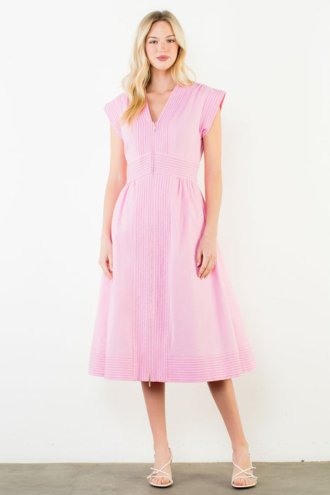 Short Sleeve Zipper Up Dress