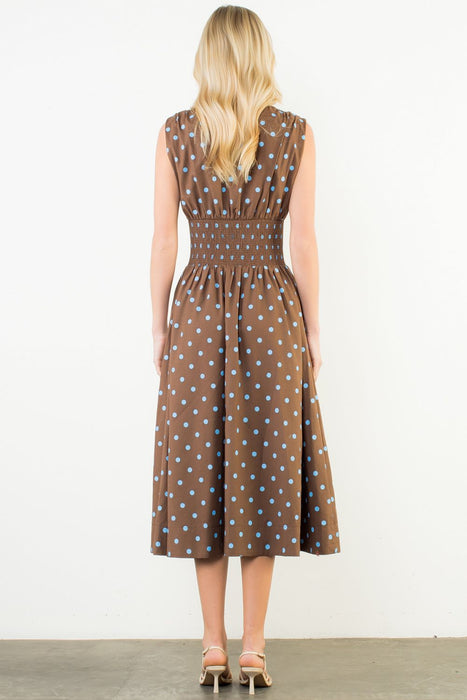 Sleeveless Polka Dot Zip Dress