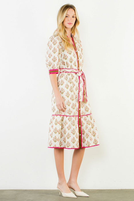 Floral Collared Long Dress