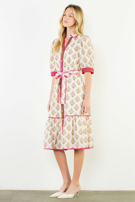 Floral Collared Long Dress