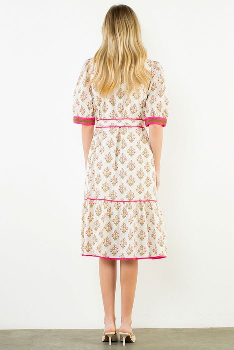 Floral Collared Long Dress