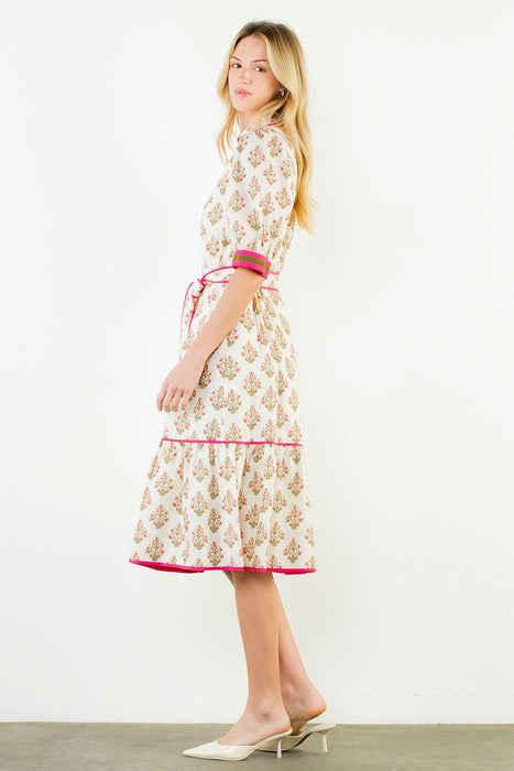 Floral Collared Long Dress