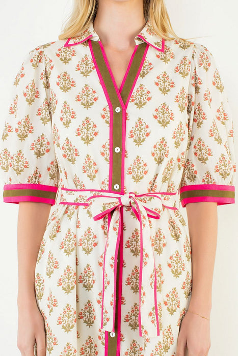 Floral Collared Long Dress