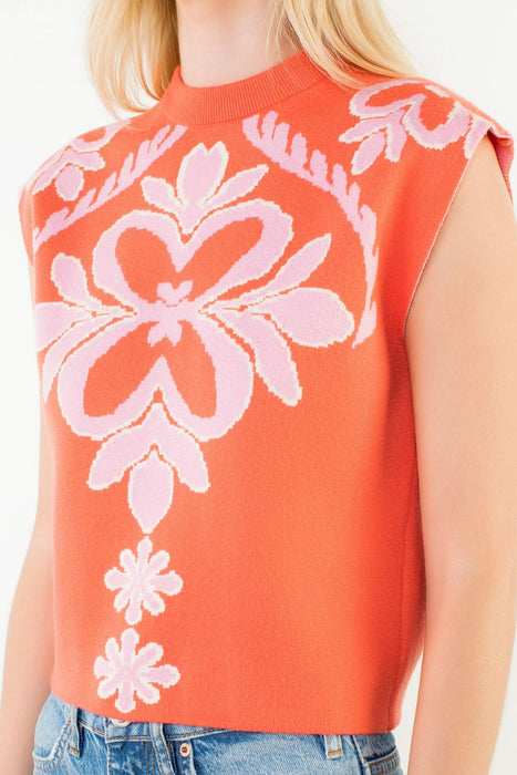 Sleeveless Floral Sweater