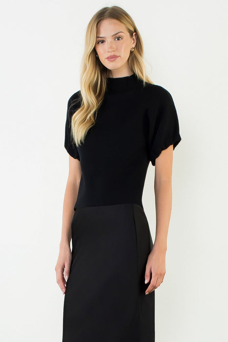Mock Neck Suede Top