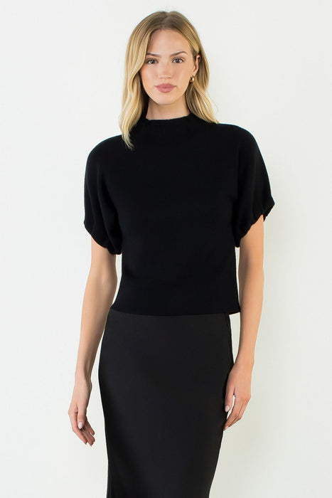 Mock Neck Suede Top