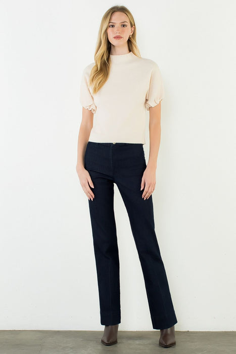 Mock Neck Suede Top