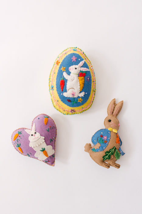 Large Felt Egg W/ Rabbit