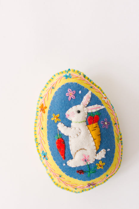 Large Felt Egg W/ Rabbit