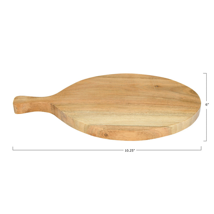 ACACIA WOOD CUTTING BOARD W HANDLE 10"