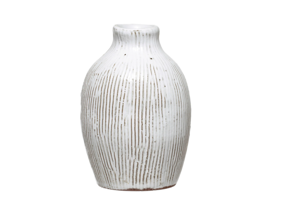 TERRACOTTA VASE W/ENGRAVED LINES 5.25"